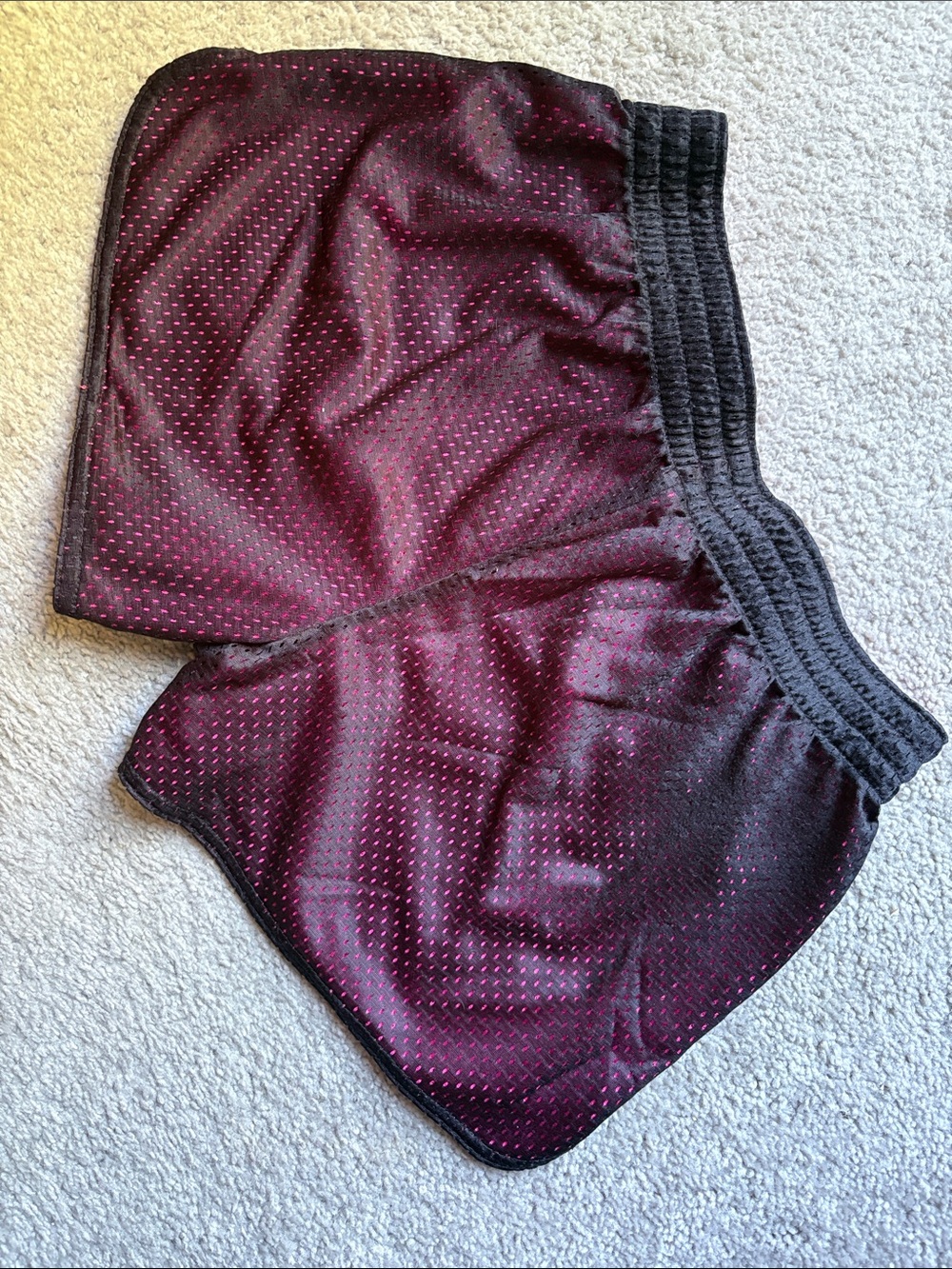 Women’s Athletic Mesh Shorts in Black with Hot Pink Trim (Reversible) - Picture 3 of 4